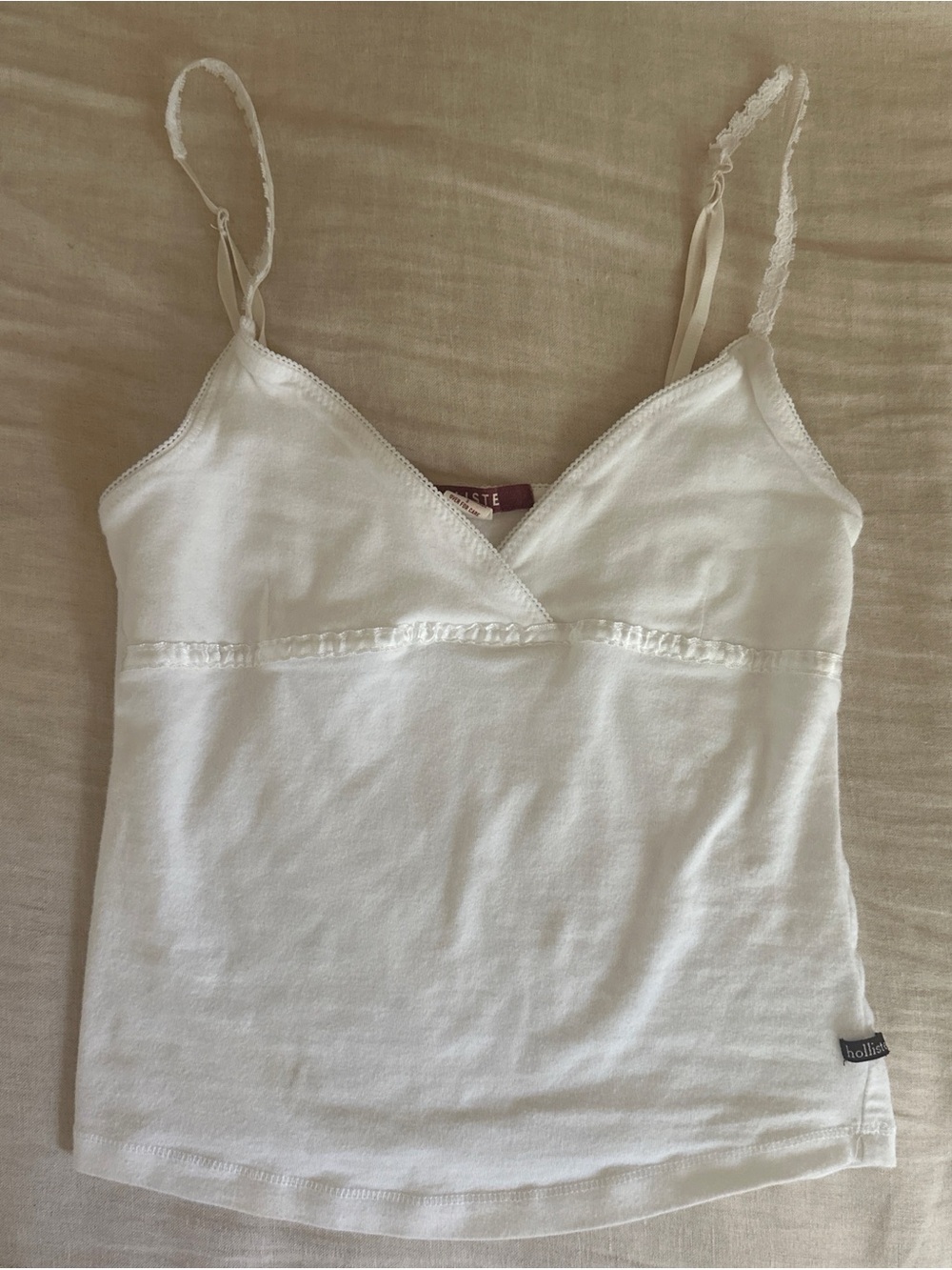 Y2K Hollister White Lace-Trim Cami Tank Top- Size S